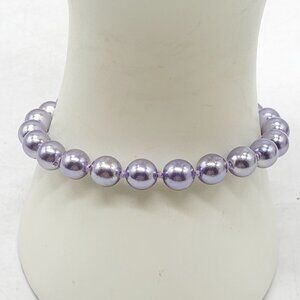 Joan Rivers Purple Faux Pearl Bracelet W/ Gold Tone Clasp 8" Elegant Jewelry